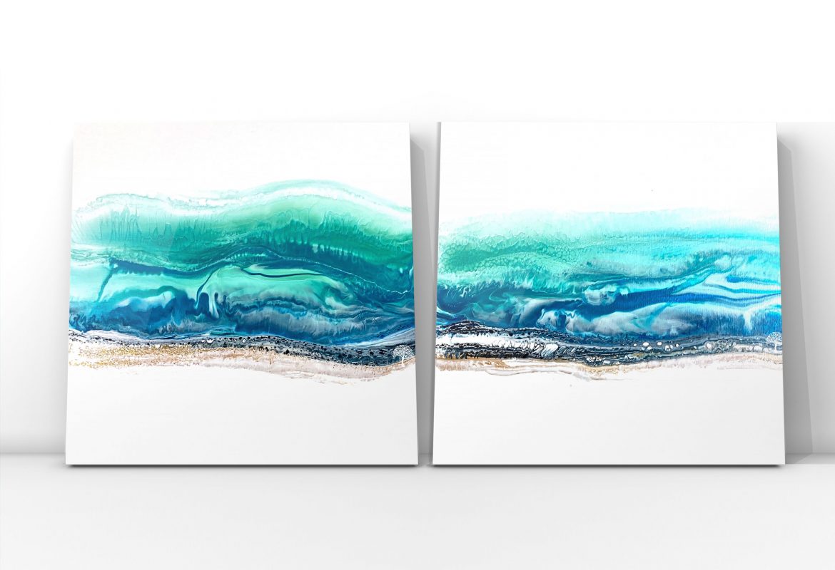 Fluid Art by Julie Vatcher Seascape Diptych