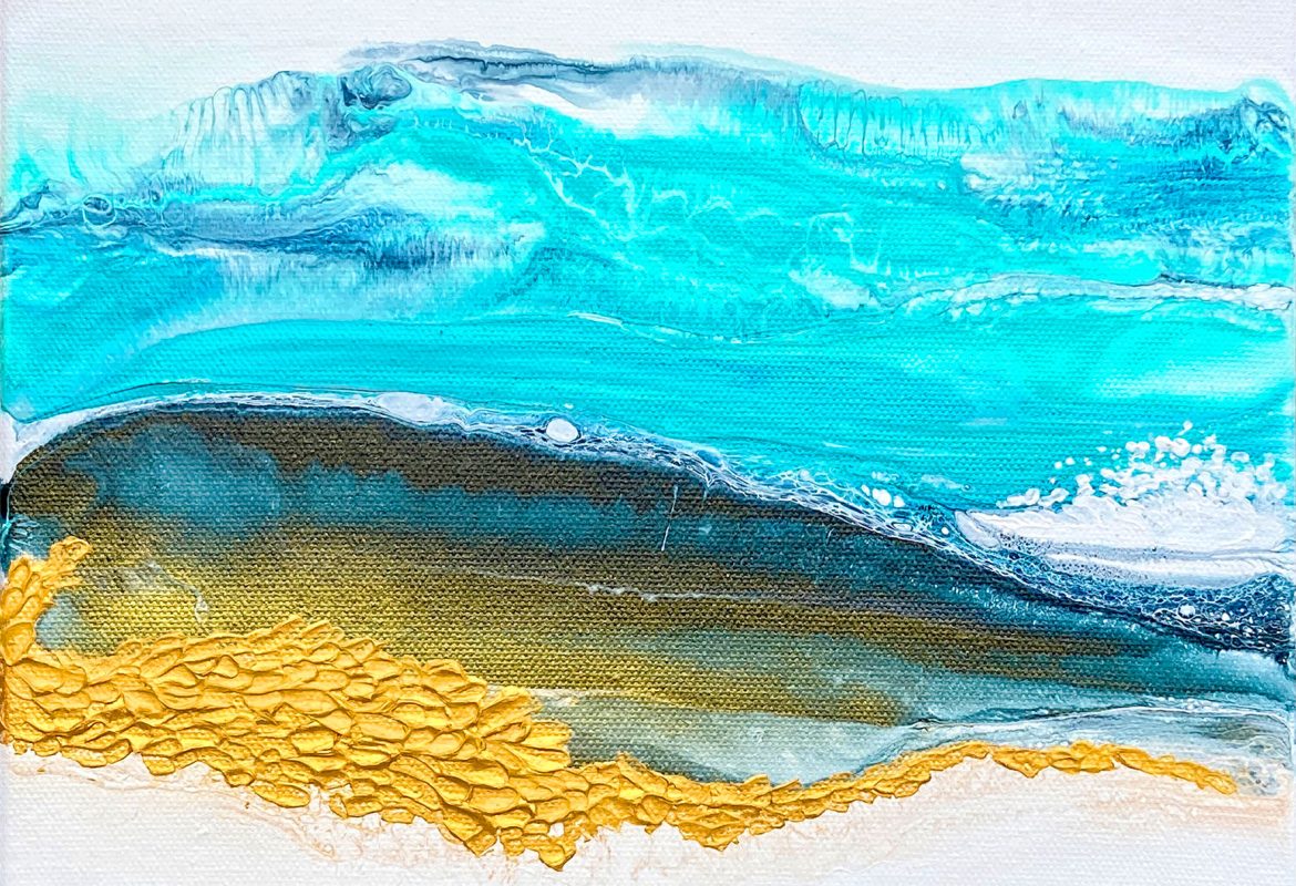 Ocean Cove Fluid Art by Julie Vatcher