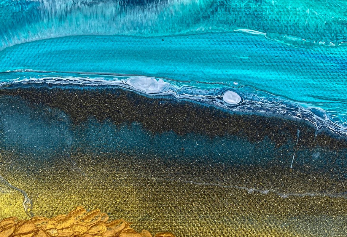 Ocean Cove Fluid Art by Julie Vatcher