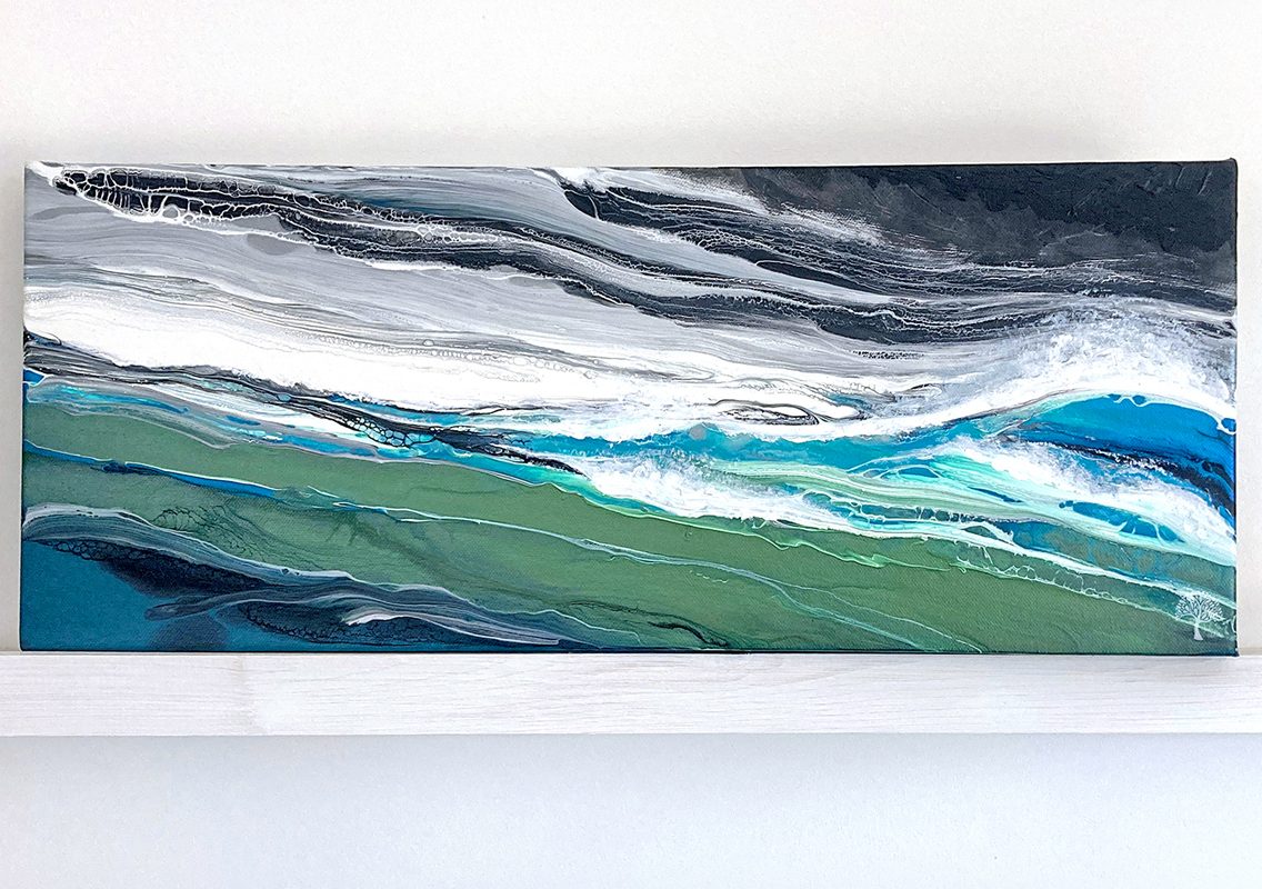 Ocean Storm Fluid Art by Julie Vatcher