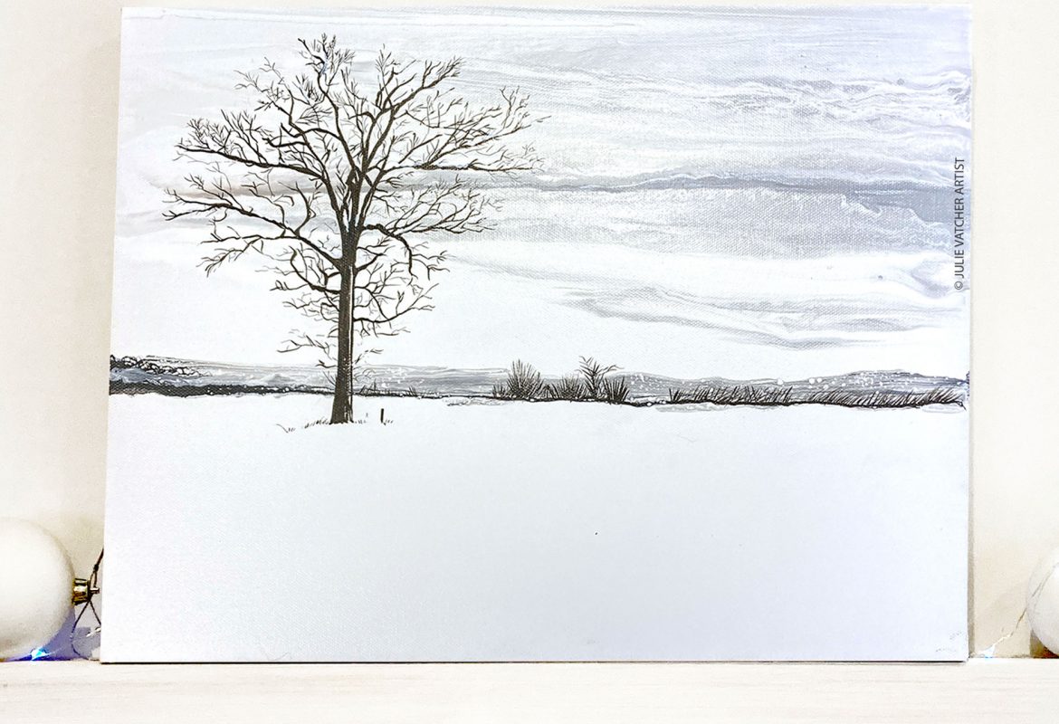 'Winter 3' Fluid Art by Julie Vatcher