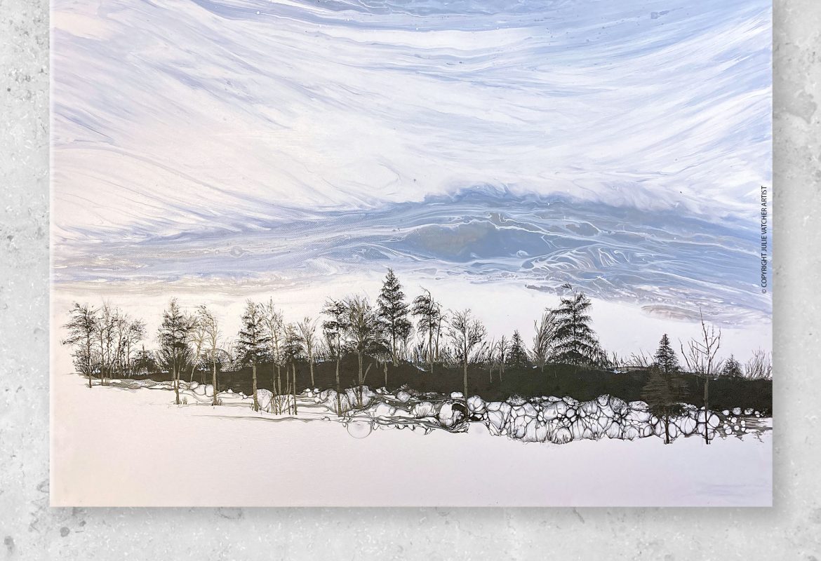 'Winter 4' Fluid Art by Julie Vatcher