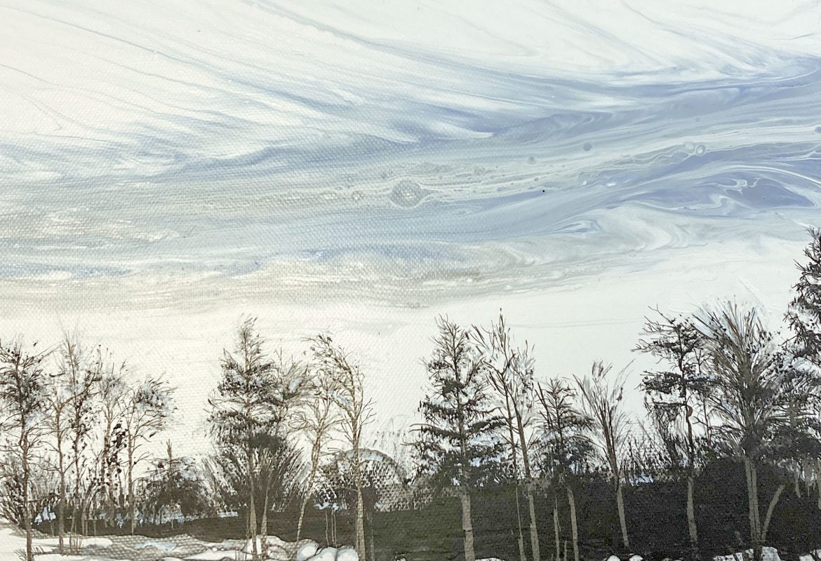 'Winter 4' Fluid Art by Julie Vatcher