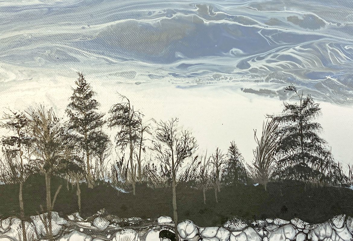 'Winter 4' Fluid Art by Julie Vatcher