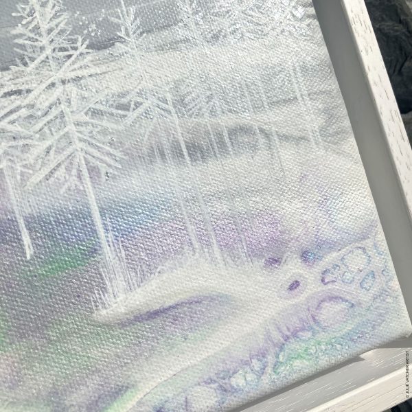 The Colour of Snow Fluid Art by Julie Vatcher